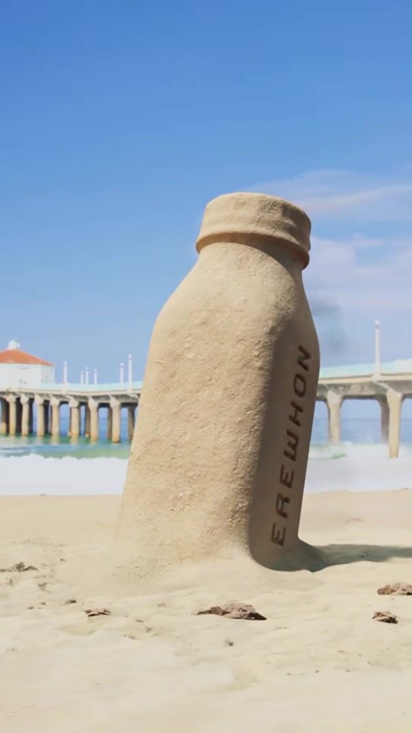 Erewhon Bottle Sand Sculpture on the Beach