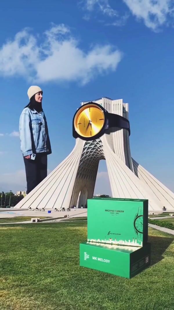 Michael Kenedy Giant Watch Display at Azadi Tower