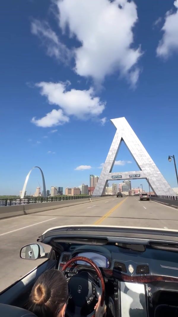 Aritzia Giant Letter A Towers Over Gateway Arch