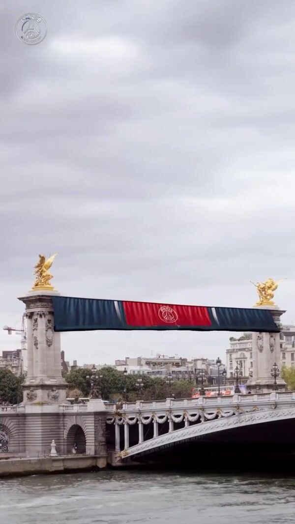 Paris Saint-Germain Big Banner on Pont Alexandre III